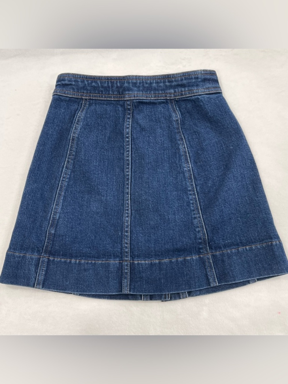 Madewell Denim Mini Skirt Button Front A Line Blue Size 00 Stretch Cotton Casual - Picture 2 of 9